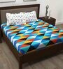 Blue Geometric 186 TC 100% Cotton King Sized Bed Sheets with 2 Pillow Covers