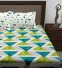 Blue Geometric 186 TC 100% Cotton King Sized Bed Sheets with 2 Pillow Covers