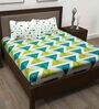 Blue Geometric 186 TC 100% Cotton King Sized Bed Sheets with 2 Pillow Covers