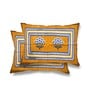 Mustard Geometric 200 TC Cotton Double Queen Sized Bedsheet With 2 Pillow Covers