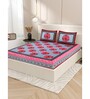 Pink Floral 200 TC Cotton Double Queen Sized Bedsheet With 2 Pillow Covers