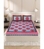 Pink Floral 200 TC Cotton Double Queen Sized Bedsheet With 2 Pillow Covers
