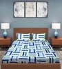 Blue Geometric 144 TC Microfiber Double Sized Bedsheet With 2 Pillow Covers