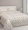 Blue Geometric 210 TC Cotton King Sized Bed Sheets with 2 Pillow Covers