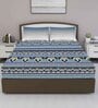 Blue Traditional 210 TC Cotton King Sized Bed Sheets with 2 Pillow Covers
