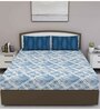 Blue Geometric 210 TC Cotton Queen Sized Bed Sheets with 2 Pillow Covers