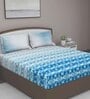 Blue Geometric 210 TC Cotton Queen Sized Bed Sheets with 2 Pillow Covers