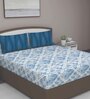 Blue Geometric 210 TC Cotton Queen Sized Bed Sheets with 2 Pillow Covers