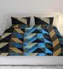 Blue Geometric 210 TC Cotton Satin King Bedsheet With 2 Pillow Covers Artonic Collection