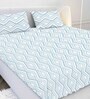 Blue Geometric 210 TC Cotton Super King Bedsheet with 2 Pillow Covers
