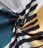 Blue Geometric 220 TC Cotton Blend Fitted Single Sized Bedsheet With 1 Pillow Cover