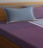 Blue Geometric 300 TC 100% Cotton Double Queen Bedsheet With 2 Pillow Covers