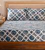 Blue Geometric 300 TC 100% Cotton King Sized Bed Sheets with 2 Pillow Covers