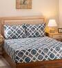 Blue Geometric 300 TC 100% Cotton King Sized Bed Sheets with 2 Pillow Covers