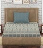 Blue Geometric 300 TC 100% Cotton Single Bed Sized Bed Sheets With 1 Pillow Cover