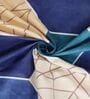 Blue Geometric 300 TC Cotton Blend Double King Size Bedsheet with 2 Pillow Covers