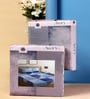 Blue Geometric 300 TC Cotton Blend Double King Sized Bedsheet With 2 Pillow Covers