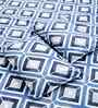 Blue Geometric 300 TC Cotton Blend King Size Double Bedsheet with 2 Pillow Covers