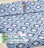 Blue Geometric 300 TC Cotton Blend King Size Double Bedsheet with 2 Pillow Covers