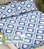 Blue Geometric 300 TC Cotton Blend King Size Fitted Double Bedsheet with 2 Pillow Covers