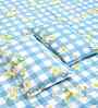 Blue Geometric 300 TC Cotton Blend King Size Fitted Double Bedsheet with 2 Pillow Covers