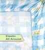 Blue Geometric 300 TC Cotton Blend King Size Fitted Double Bedsheet with 2 Pillow Covers
