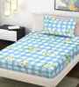 Blue Geometric 300 TC Cotton Blend Single Bedsheet with 1 Pillow Cover