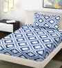 Blue Geometric 300 TC Cotton Blend Single Bedsheet with 1 Pillow Cover