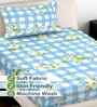 Blue Geometric 300 TC Cotton Blend Single Bedsheet with 1 Pillow Cover