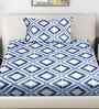 Blue Geometric 300 TC Cotton Blend Single Bedsheet with 1 Pillow Cover
