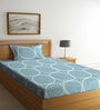 Blue Geometric 300 TC Cotton Single Bedsheet with 1 Pillow Cover