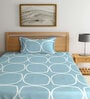 Blue Geometric 300 TC Cotton Single Bedsheet with 1 Pillow Cover