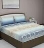 Blue Geometric 400 TC Cotton Queen Sized Bed Sheets with 2 Pillow Covers