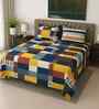 Blue Geometric 400 TC Cotton SuperKing Sized Double Bedsheet with 2 Pillow Covers Luxury Series Collection