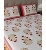 Red Traditional 600 TC Cotton Double King Sized Bedsheet With 2 Pillow Covers