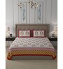 Red Traditional 600 TC Cotton Double King Sized Bedsheet With 2 Pillow Covers