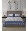 Blue Traditional 600 TC Cotton Double King Sized Bedsheet With 2 Pillow Covers