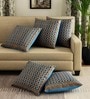 Blue Chenille Checkered 16x16 inches Cushion Cover (5Pc)