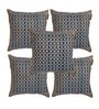 Blue Chenille Checkered 16x16 inches Cushion Cover (5Pc)