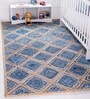 Blue Geometric Jute 3 ftx5 ft Hand Woven Carpet