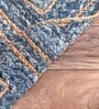 Blue Geometric Jute 3 ftx5 ft Hand Woven Carpet