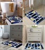 Blue Geometric Microfibre 32x20 Inches Super Soft Bath Mat