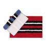Blue Geometric Microfibre 23x15 Inches AntiSkid Bath Mat