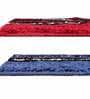 Blue Geometric Microfibre 23x15 Inches AntiSkid Bath Mat