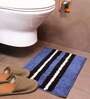 Blue Geometric Microfibre 23x15 Inches AntiSkid Bath Mat