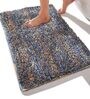 Blue Solid Microfibre 23x15 Inches AntiSkid Bath Mat