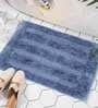 Blue Geometric Microfibre 24x16 Inches AntiSkid Bath Mat