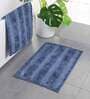 Blue Geometric Microfibre 24x16 Inches AntiSkid Bath Mat