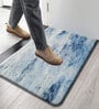 Blue Geometric Microfibre 30x18 Inches Anti Skid Door Mat