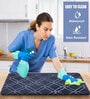 Blue Geometric Microfibre 30x18 Inches Anti Skid Door Mat
